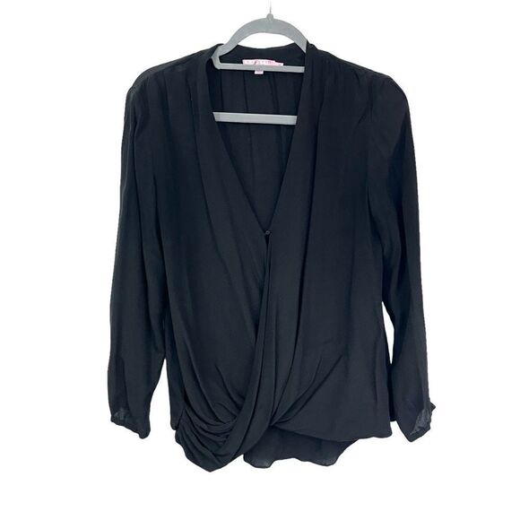 Calypso St. Barth Ruth Black Surplice Silk Blouse, Size Small - Picture 2 of 10